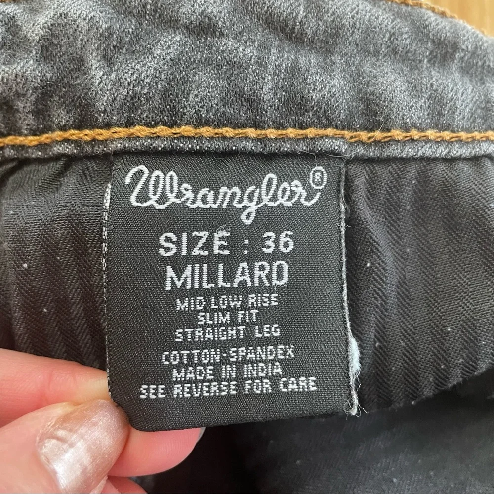 Wrangler Millard Mid Rise Slim Fit Straight Leg 36 Gray